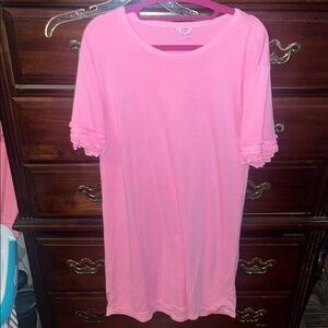 Pink Short Sleeve dress with Ruffle Details